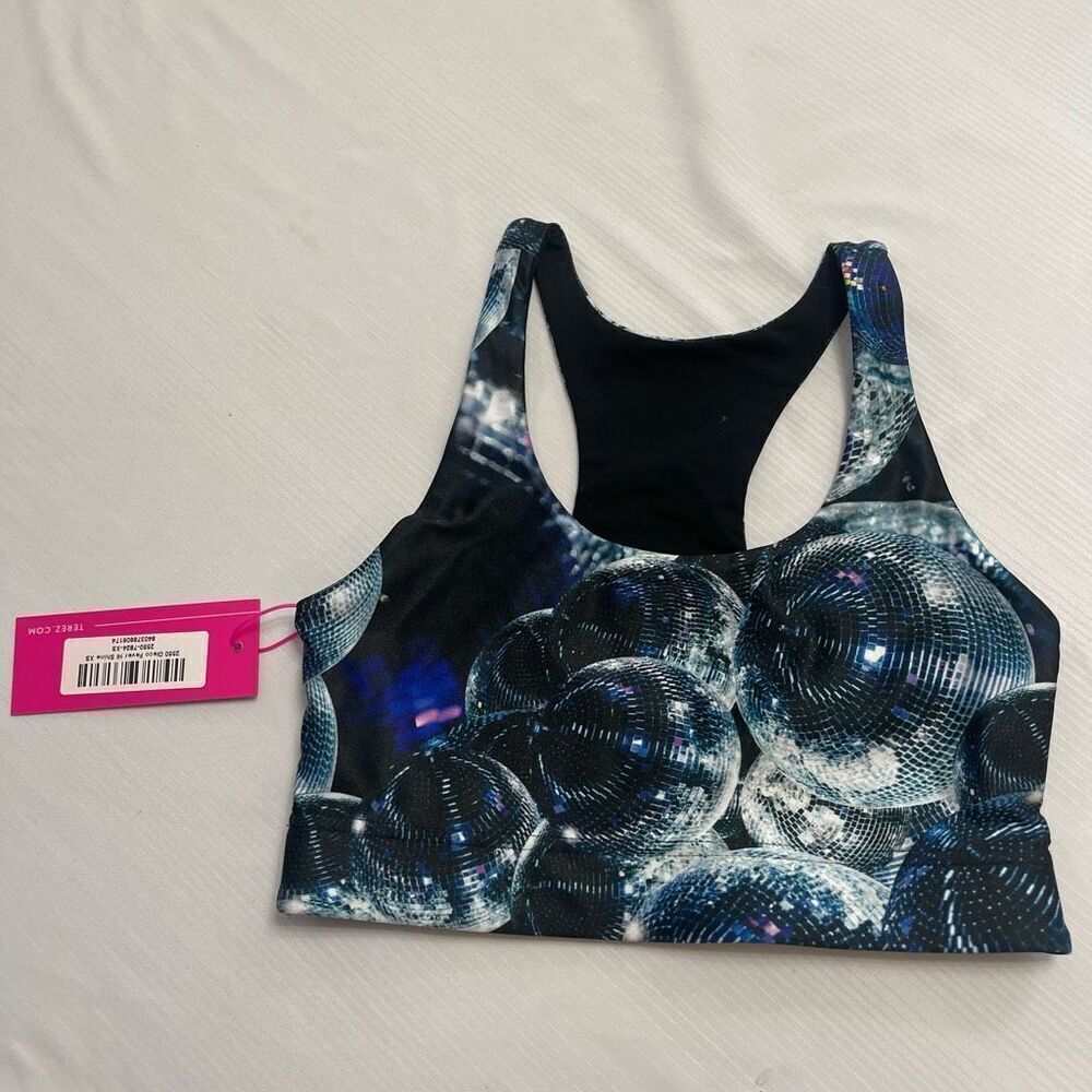 NWT Terez Disco Fever Hi Shine Sports Bra Size XS New